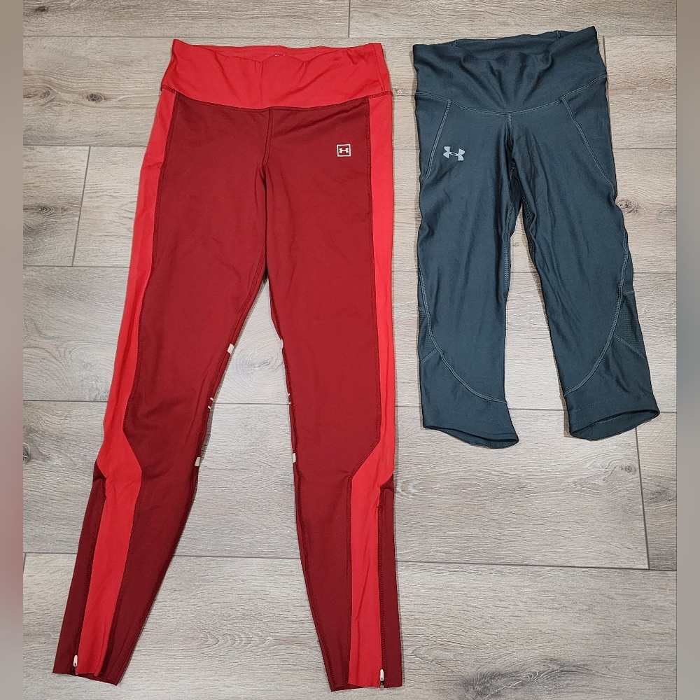 Lot of 2 Womens Under Armour Leggings Capri Activewear Size M